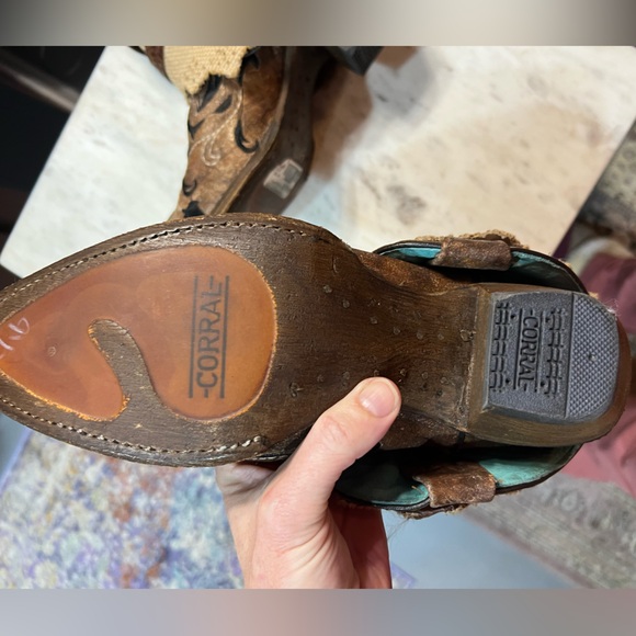 Corral handcrafted leather 2-in-1 cowboy boots - Cognac - Size 9.5 - Picture 10 of 11